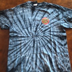Santa Cruz logo tie-dyed T-shirt.